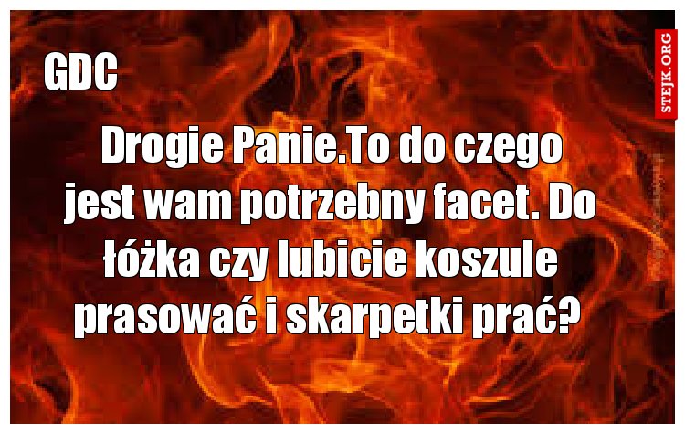 Drogie Panie.To do czego jest wam potrzebny facet. Do łóżka czy lubicie koszule prasować i skarpetki prać? 