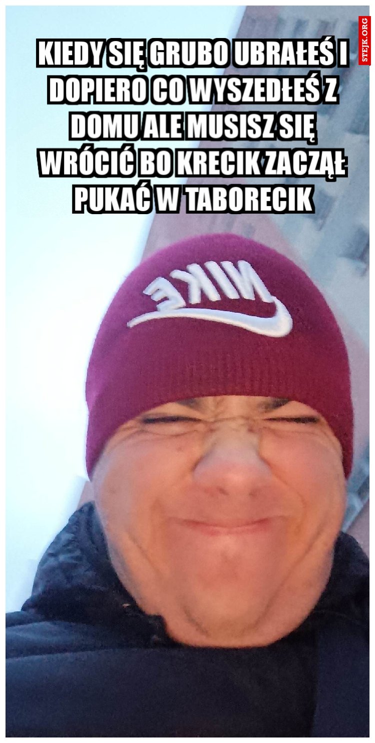 Kiedy się grubo ubrałeś i dopiero co wyszedłeś z domu ale musisz się wrócić bo krecik zaczął pukać w taborecik