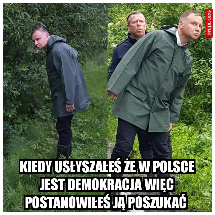 Kiedy usłyszałeś że w Polsce jest demokracja więc postanowiłeś ją poszukać 