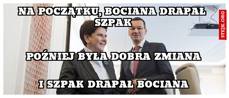 Na początku, bociana drapał szpak