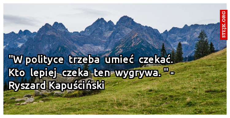 "W polityce  trzeba  umieć  czekać. Kto  lepiej  czeka  ten  wygrywa. " - Ryszard Kapuściński