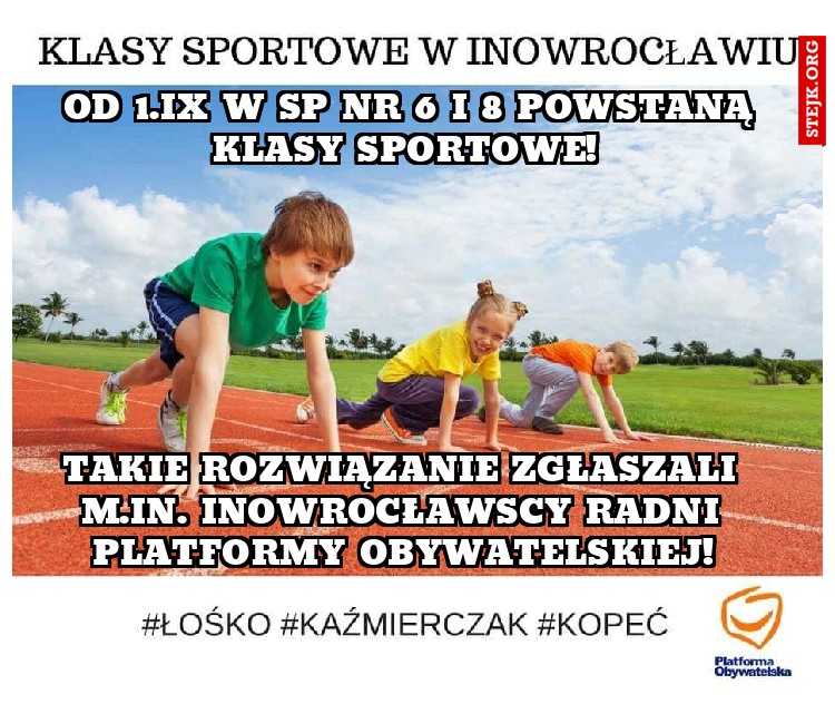 Od 1.IX w SP nr 6 i 8 powstaną klasy sportowe! 