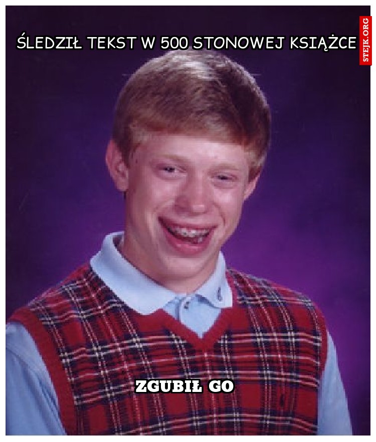 śledził tekst w 500 stonowej książce