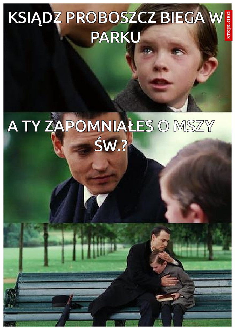 ksiądz proboszcz biega w parku