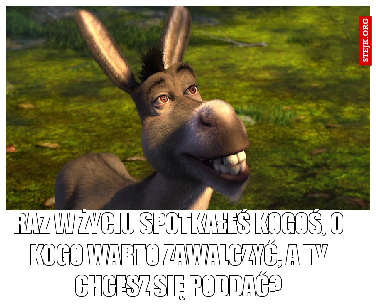raz w życiu spotkałeś kogoś, o kogo warto zawalczyć, a ty chcesz się poddać?