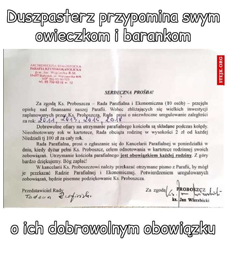 Duszpasterz przypomina swym owieczkom i barankom