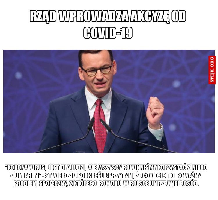 Rząd wprowadza akcyzę od COVID-19