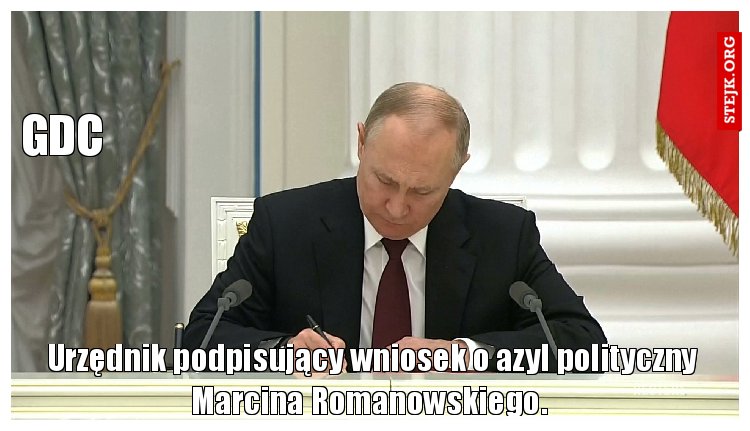 Urzędnik podpisujący wniosek o azyl polityczny Marcina Romanowskiego. 