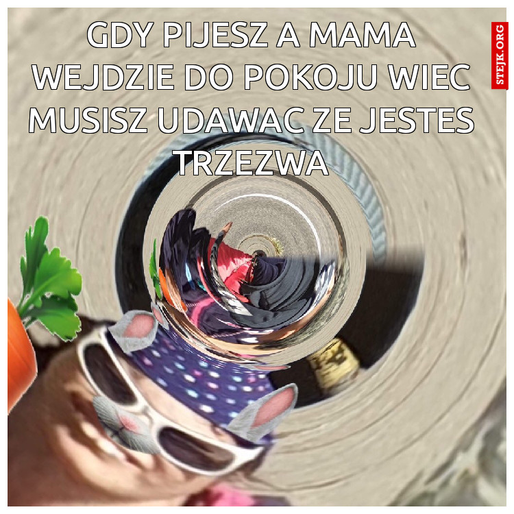 gdy pijesz a mama wejdzie do pokoju wiec musisz udawac ze jestes trzezwa
