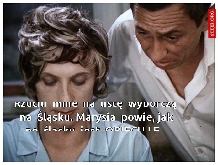 Rzucili  mnie  na  listę  wyborczą  na  Śląsku. Marysia  powie, jak po  śląsku  jest  OBIECUJ Ę. 