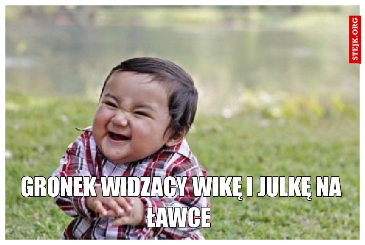 Gronek widzacy Wikę i Julkę na ławce 