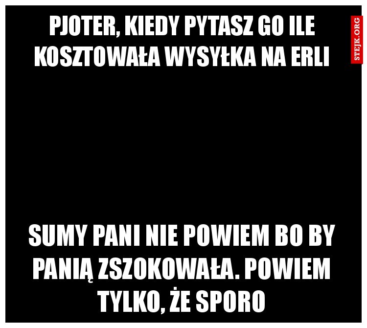 pjoter, kiedy pytasz go ile kosztowała wysyłka na erli