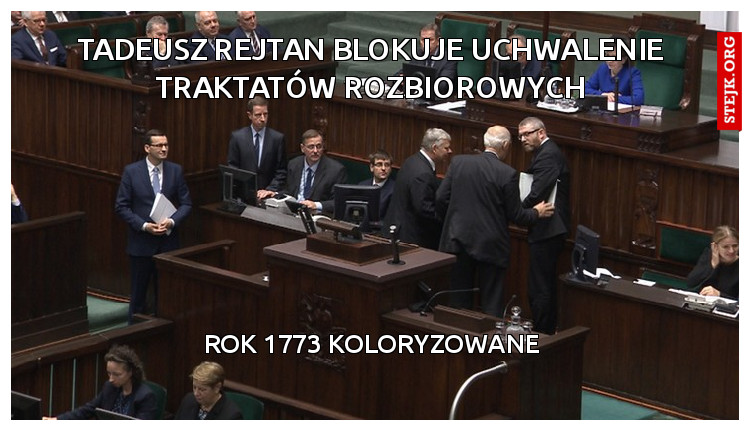Tadeusz Rejtan blokuje uchwalenie traktatów rozbiorowych
