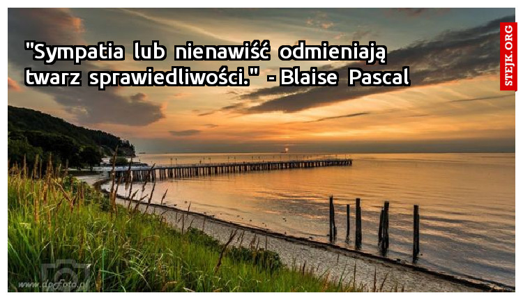 "Sympatia  lub  nienawiść  odmieniają  twarz  sprawiedliwości."  - Blaise  Pascal