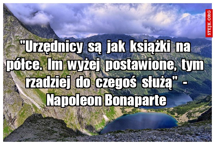 "Urzędnicy  są  jak  książki  na  półce.  Im  wyżej  postawione,  tym  rzadziej  do  czegoś  służą"  - Napoleon Bonaparte