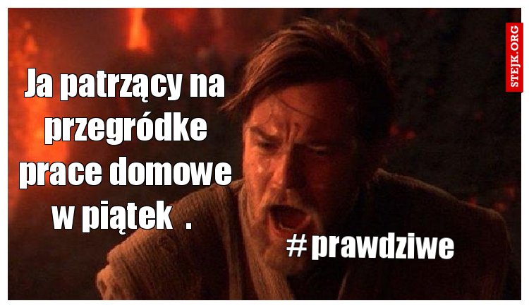Ja patrzący na przegródke prace domowe w piątek  . 