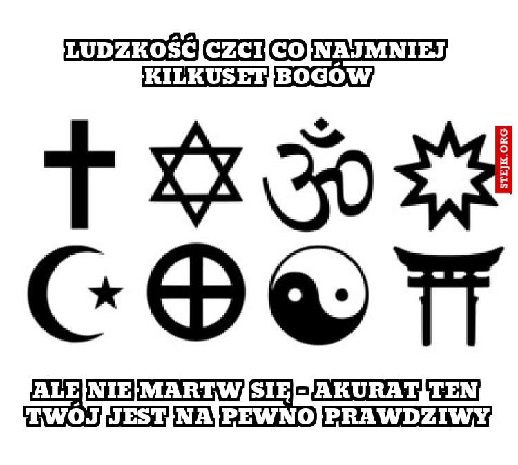 Ludzkość czci co najmniej kilkuset bogów