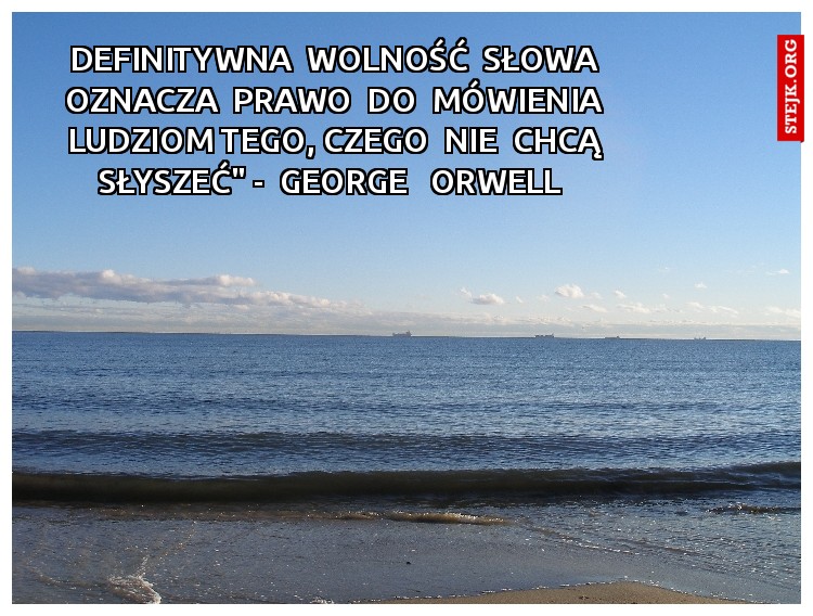 Definitywna  wolność  słowa  oznacza  prawo  do  mówienia  ludziom tego, czego  nie  chcą  słyszeć" -  George   Orwell  