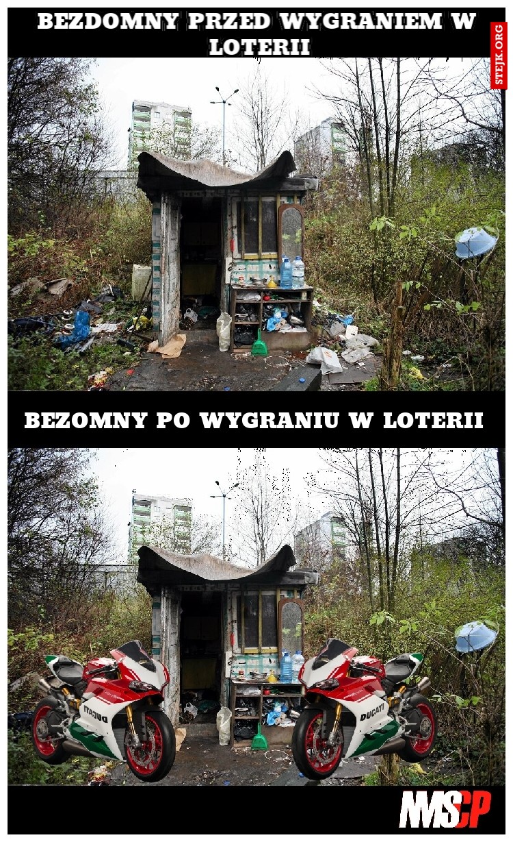 Bezdomny przed wygraniem w loterii