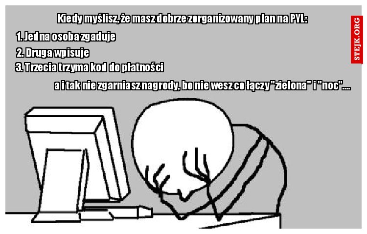 Kiedy myślisz, że masz dobrze zorganizowany plan na PYL: 