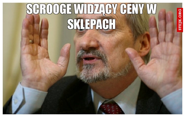 Scrooge widzący ceny w sklepach