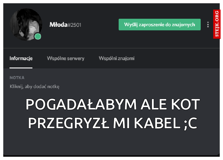 Pogadałabym ale kot przegryzł mi kabel ;c