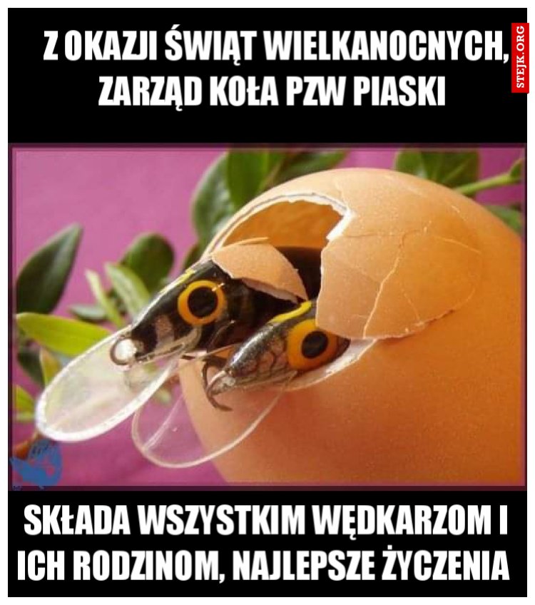 Z okazji Świąt Wielkanocnych, zarząd Koła PZW Piaski 
