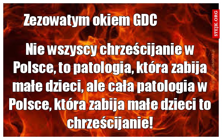 Nie wszyscy chrześcijanie w Polsce, to patologia, która zabija małe dzieci, ale cała patologia w Polsce, która zabija małe dzieci to chrześcijanie!