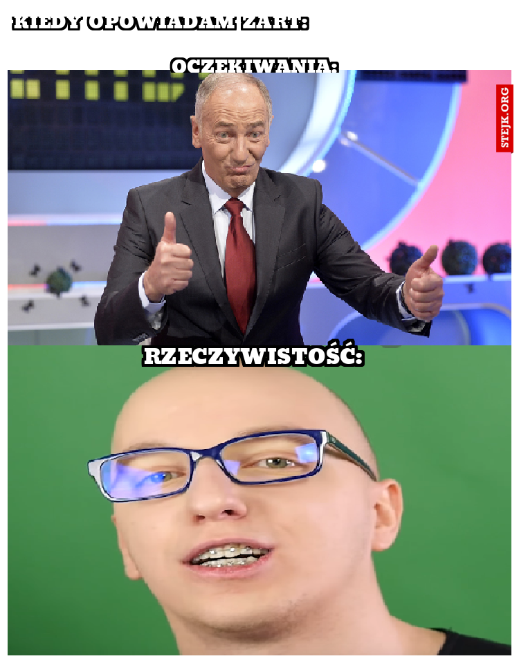 Kiedy opowiadam Żart:                                                                                Oczekiwania: