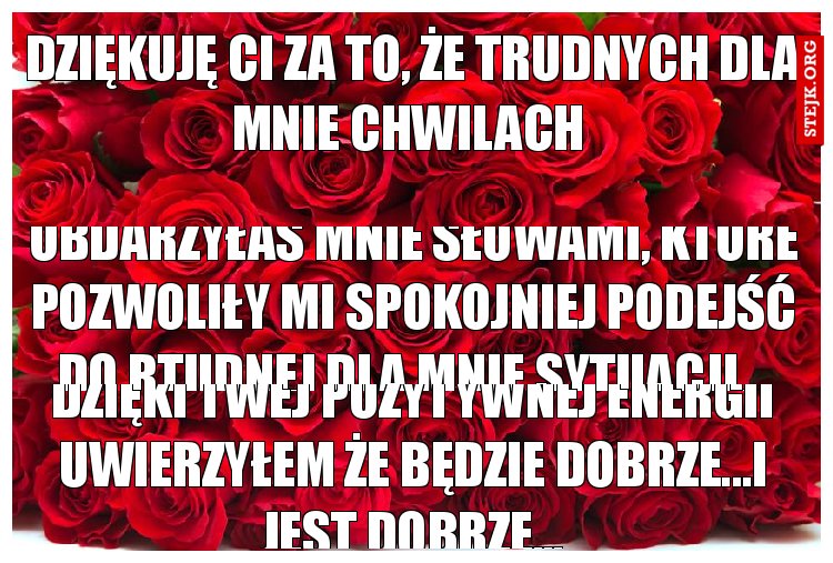DZIĘKUJĘ CI ZA TO, ŻE TRUDNYCH DLA MNIE CHWILACH 