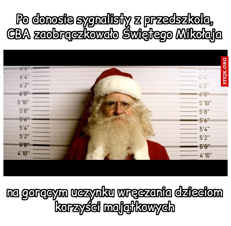 Po donosie sygnalisty z przedszkola, CBA zaobrączkowało Świętego Mikołaja