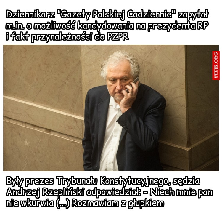 Dziennikarz "Gazety Polskiej Codziennie" zapytał m.in. o możliwość kandydowania na prezydenta RP  i fakt przynależności do PZPR