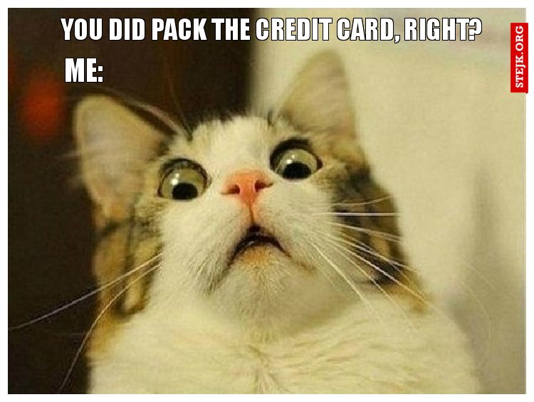 YOU DID PACK THE CREDIT CARD, RIGHT?