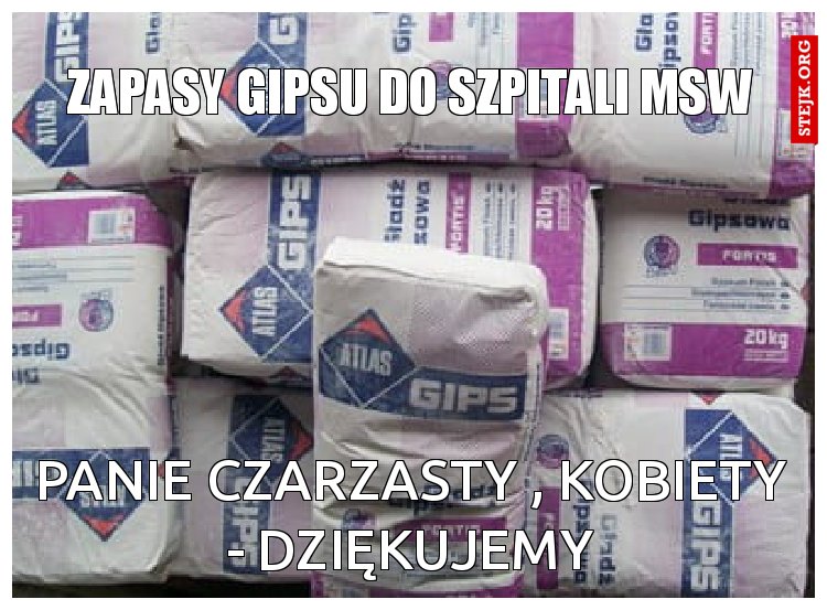 zapasy gipsu do szpitali msw