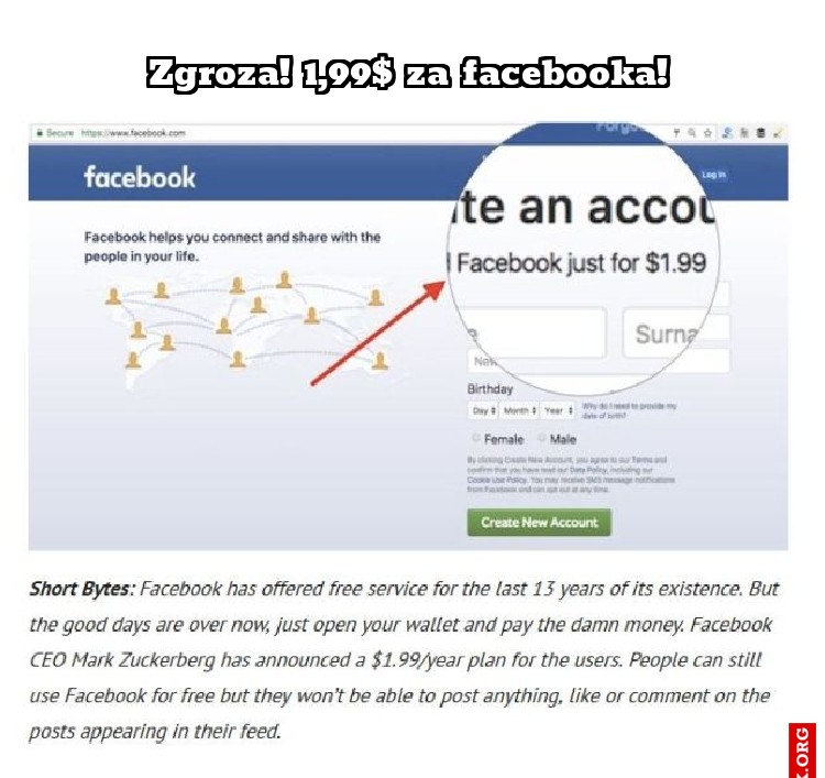Zgroza! 1,99$ za facebooka!