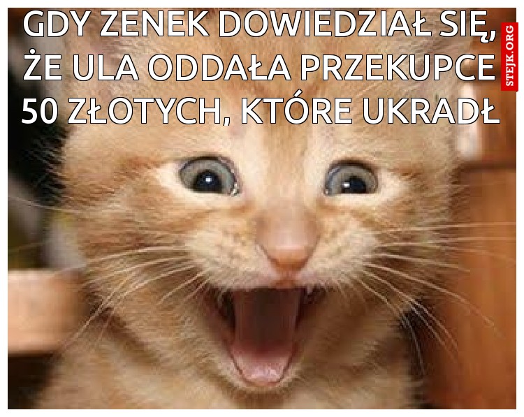 GDY ZENEK DOWIEDZIAŁ SIĘ, ŻE ULA ODDAŁA PRZEKUPCE 50 ZŁOTYCH, KTÓRE UKRADŁ