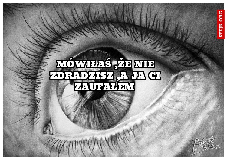 Mówiłaś ,że nie zdradzisz ,a ja ci zaufałem 