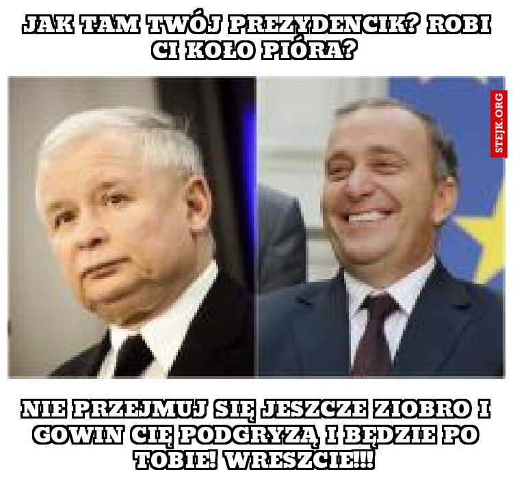 Jak tam Twój prezydencik? Robi ci koło pióra? 