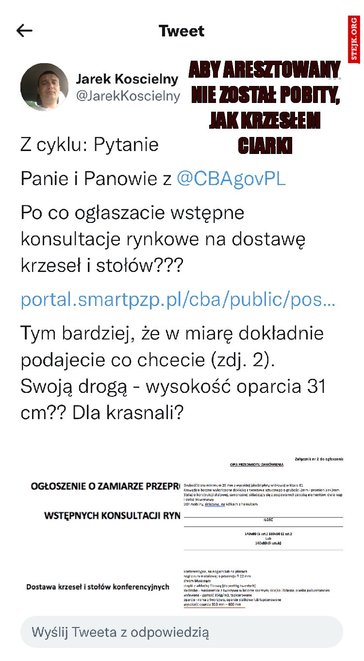Aby aresztowany nie został pobity, jak krzesłem Ciarki