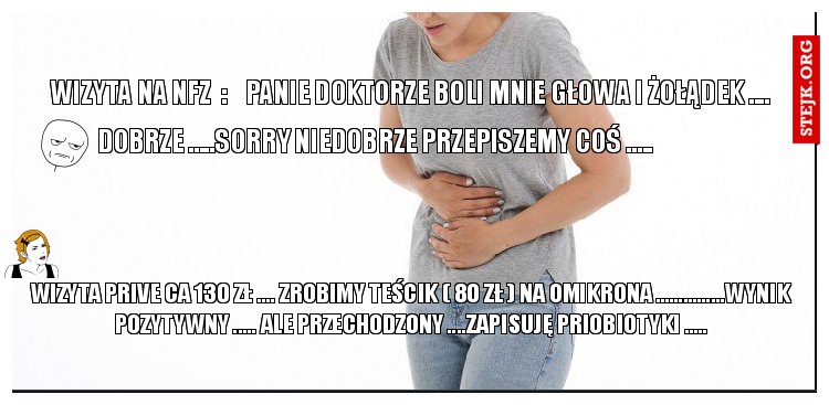 WIZYTA NA NFZ  :    PANIE DOKTORZE BOLI MNIE GŁOWA I ŻOŁĄDEK ....