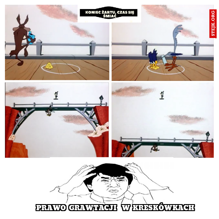 prawo grawtacji  w kreskówkach