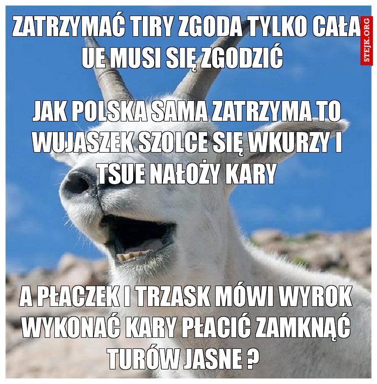 ZATRZYMAĆ TIRY ZGODA TYLKO CAŁA UE MUSI SIĘ ZGODZIĆ  