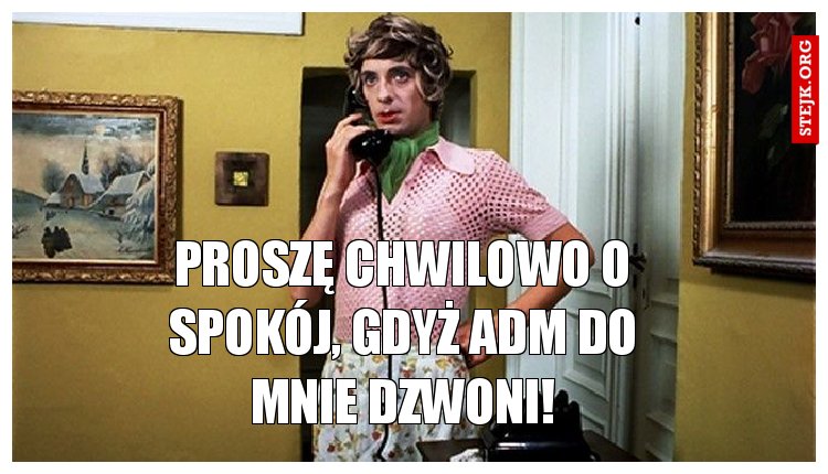 Proszę chwilowo o spokój, gdyż ADM do mnie dzwoni!