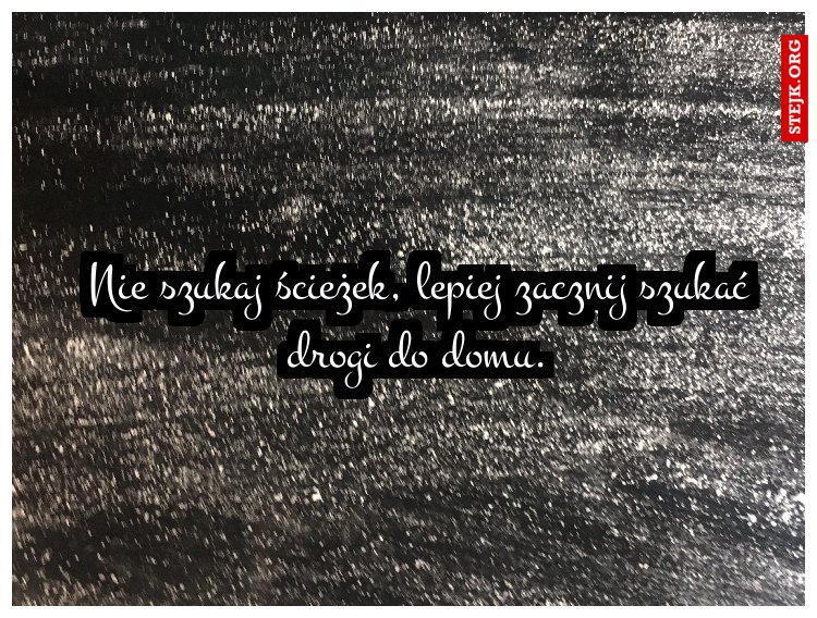 Nie szukaj ścieżek, lepiej zacznij szukać drogi do domu.