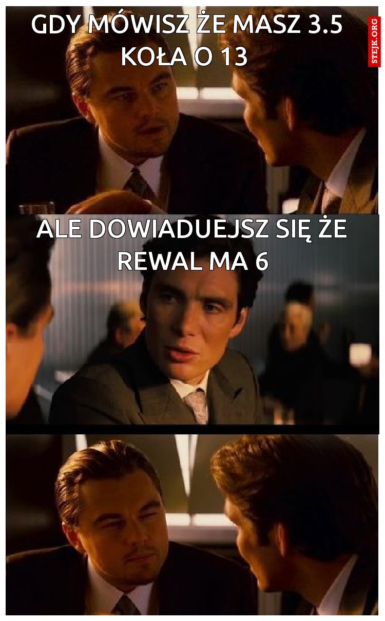 Gdy mówisz że masz 3.5 koła o 13 