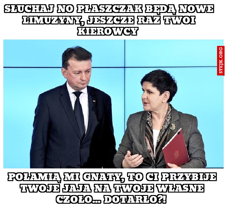Słuchaj no Płaszczak będą nowe limuzyny, jeszcze raz twoi kierowcy 