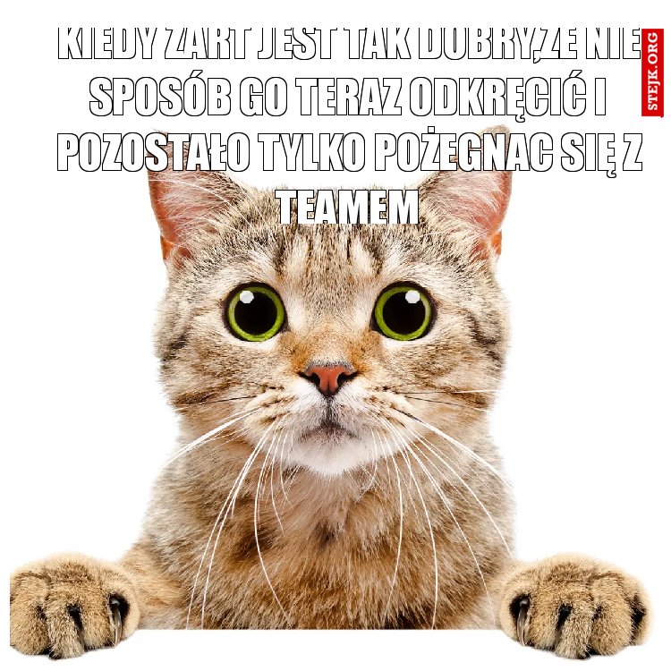 Kiedy żart jest tak dobry,że nie sposób go teraz odkręcić i pozostało tylko pożegnac się z Teamem