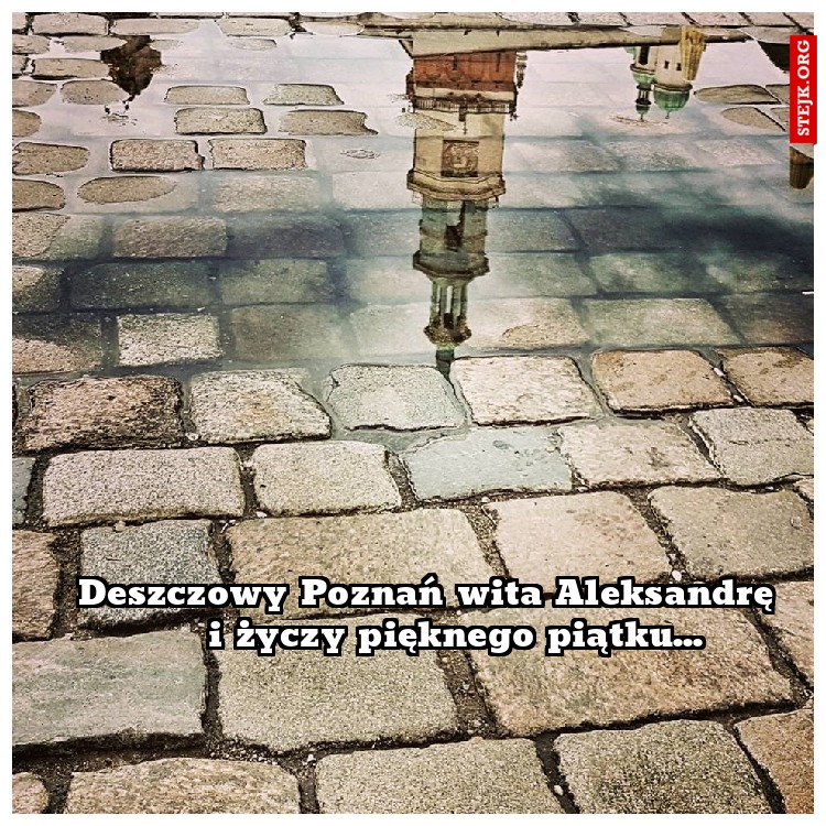 Deszczowy Poznań wita Aleksandrę     i życzy pięknego piątku...