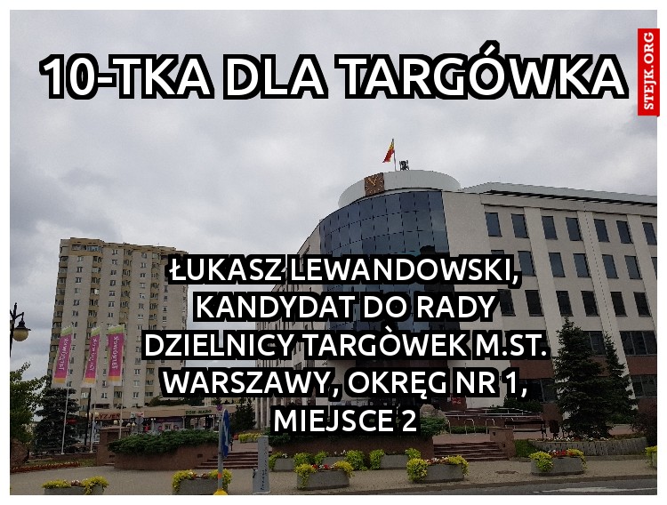 Łukasz Lewandowski, Kandydat do Rady Dzielnicy Targòwek M.St. Warszawy, Okręg nr 1, miejsce 2