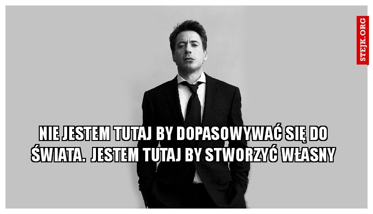 Nie jestem tutaj by dopasowywać się do Świata.  Jestem tutaj by stworzyć własny